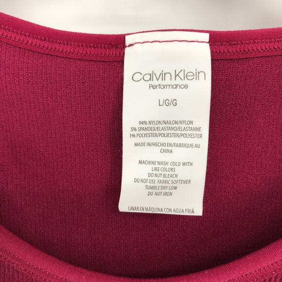 CALVIN KLEIN Women's Performance Ribbed Crop Top Large Red Maroon Racerback NWT - Picture 8 of 11